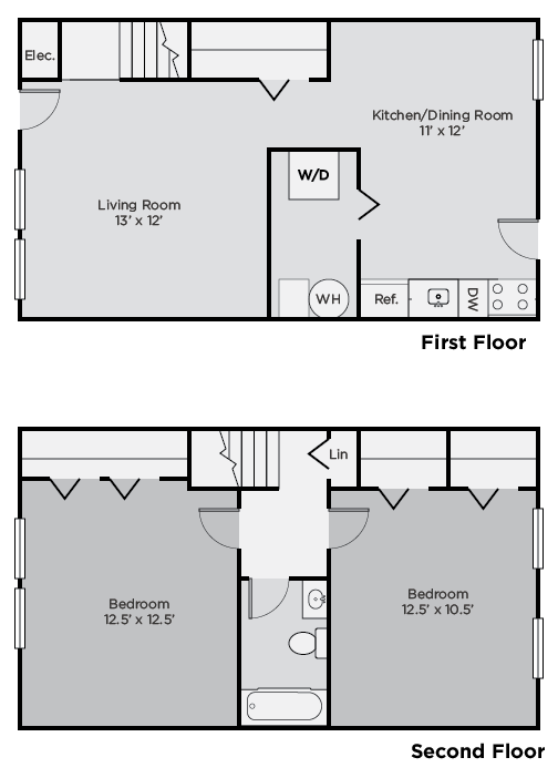 Weldon Townhome Two Bedroom Floor Plan